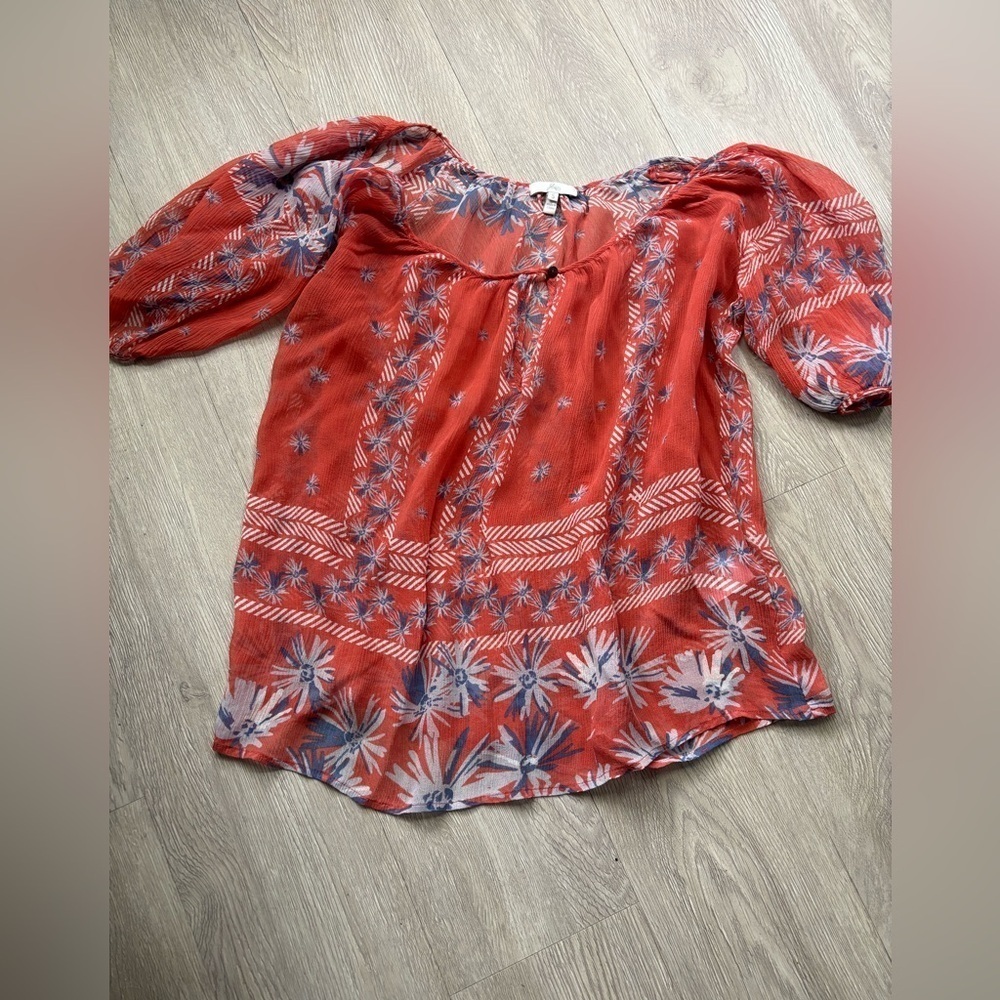 Joie 100% silk Boho peasant blouse/top size small